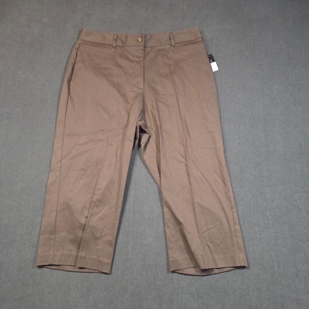 Counterparts Capri Pants Womens 10 Brown Stretch Cotton Cropped Trousers